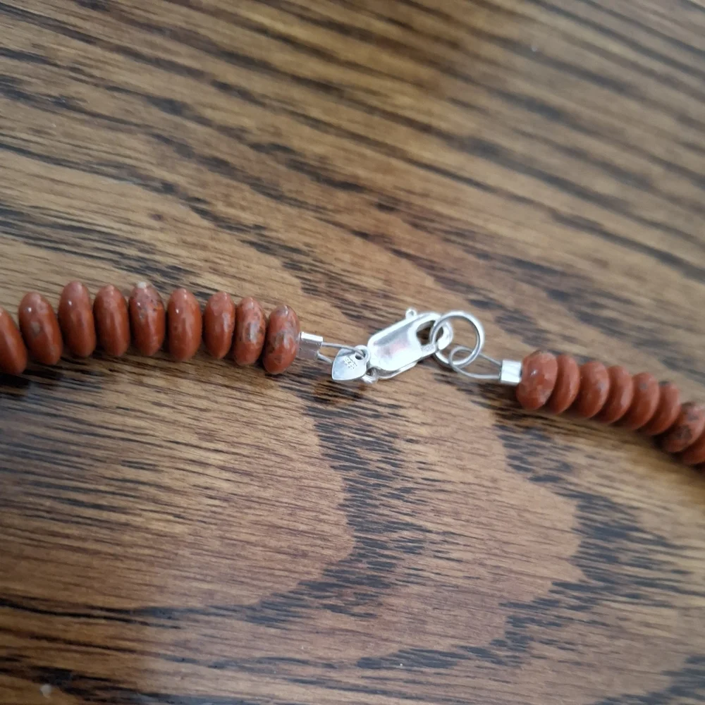 Necklace Red Jasper And Petrified Wood Beaded 18